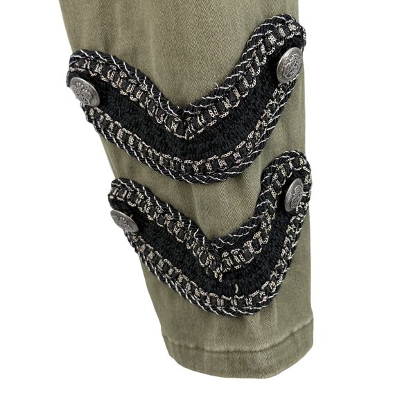 Free People Green Cropped Military Band Jacket 6| Napoleoncore Indie Sleaze Boho - Picture 12 of 16